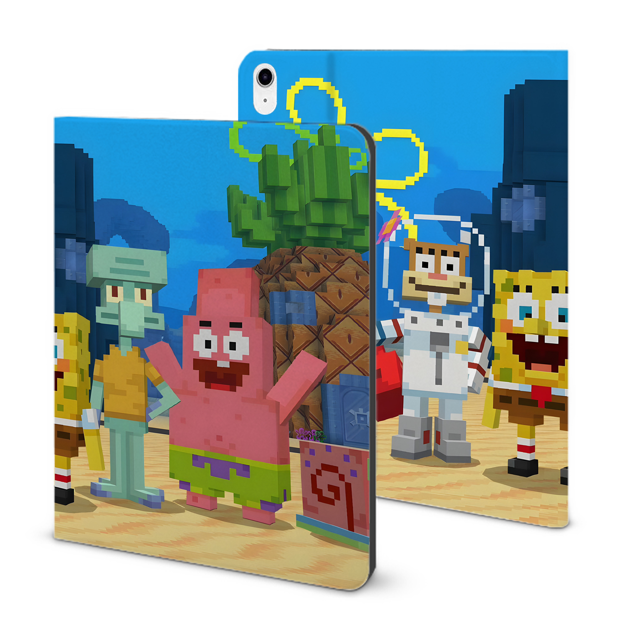 （画像用） マインクラフト ブロックの世界 Minecraft MC Block world IPad ケース ブック型 PUレザー TPU 耐衝撃 軽量 薄型 ペン収納なし 全面保護 IPad 各モデル対応